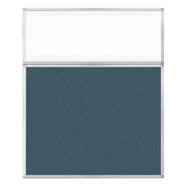 Hush Panel Configurable Cubicle Partition 5' x 6' W/ Window Caribbean Fabric Clear Window
